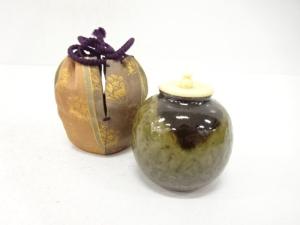 丹波焼　市野信水造　文琳茶入(保護箱付)